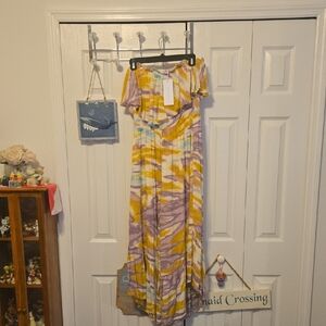 Lush Vibrant Yellow and Purple Jumpsuit